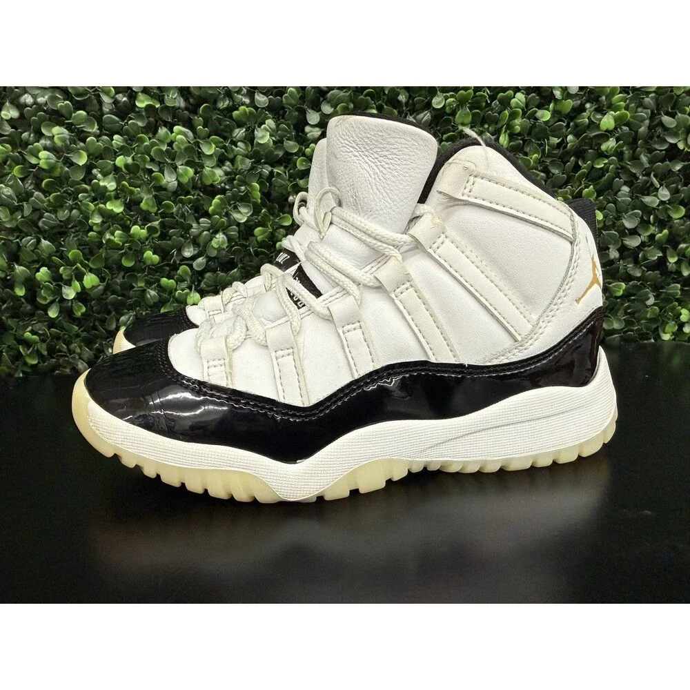 Used Air Jordan 11 Retro Gratitude DMP PS 1Y White Black Gold 378039-170 OBO